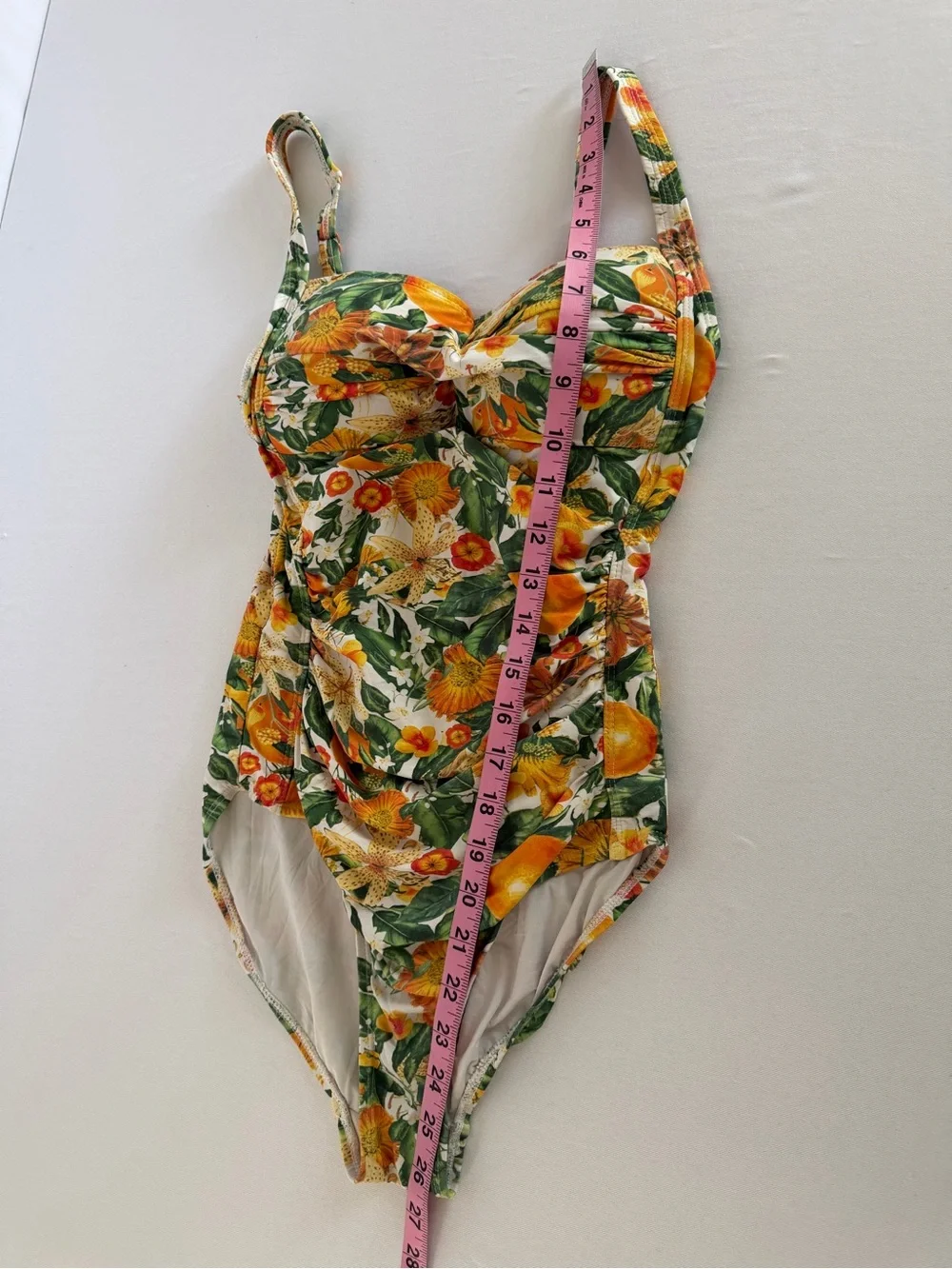 Niptuck Swim Size 4 Novelty Citrus Floral Ruched One Piece Joanne Swimsuit